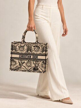 Dior Cream and Black Toile de Jouy Book Tote